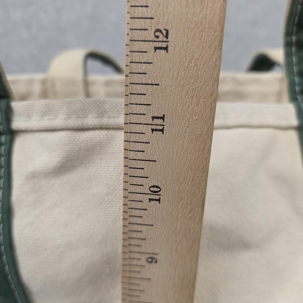 Vintage LL Bean Boat And Tote Womens Medium Beige Green Canvas Made In USA 80s - Picture 9 of 11